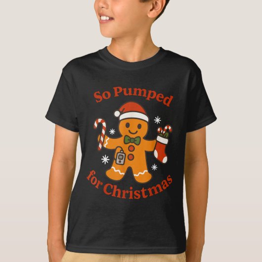 So Pumped For Christmas T1d Funny Diabetic Gingerb T-Shirt (Vorderseite)