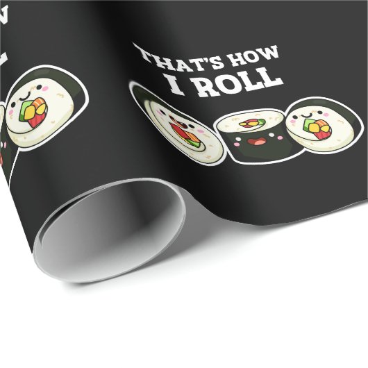 So Roll Funny Sushi Roll Pun Dark BG Geschenkpapier (Rolleneckpunkt)