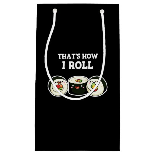 So Roll Funny Sushi Roll Pun Dark BG Kleine Geschenktüte (Vorderseite)