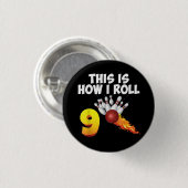 So Roll ich 9 Jahre alten Bowling Player 9. Button (Vorne & Hinten)