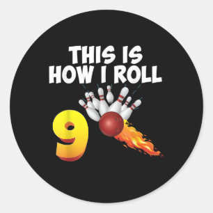 So Roll ich 9 Jahre alten Bowling Player 9. Runder Aufkleber
