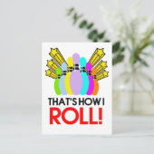 So Roll ich. Funny Bowling Postkarte (Stehend Vorderseite)