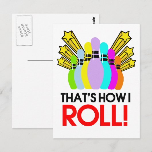 So Roll ich. Funny Bowling Postkarte (Vorne/Hinten)