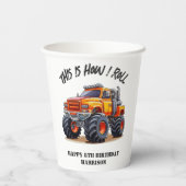 So Roll ich Monster Truck Geburtstag Pappbecher (Rückseite)