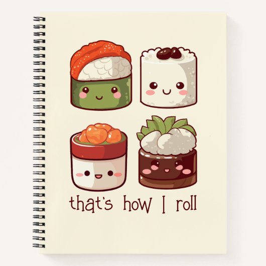 So Roll ich Niedlich Kawaii Sushi Notizblock (Vorderseite)