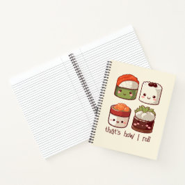 So Roll ich Niedlich Kawaii Sushi Notizblock