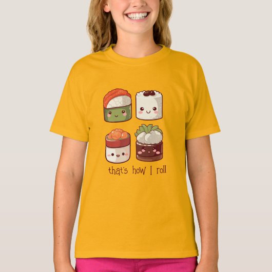 So Roll ich Niedlich Kawaii Sushi T-Shirt (Vorderseite)