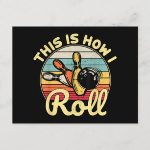 So Roll ich Retro Vintag Bowling Bowler Fu Begleitkarte