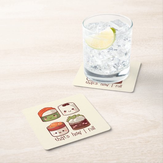 So Roll Kawaii Sushi Rechteckiger Pappuntersetzer (Vor Ort)