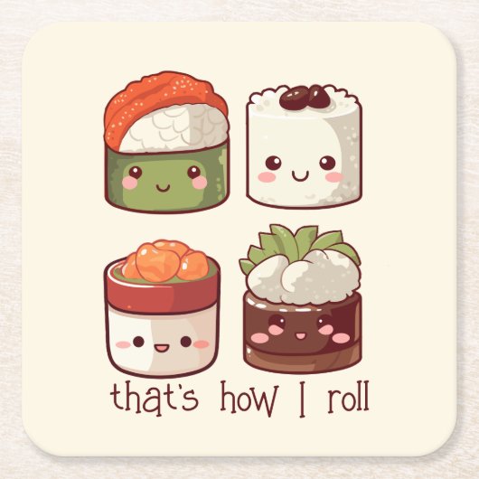 So Roll Kawaii Sushi Rechteckiger Pappuntersetzer (Vorderseite)