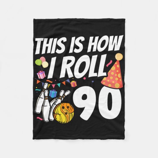 So rolle ich 90 Bowling 90. Geburtstag Fleecedecke (Vorderseite)