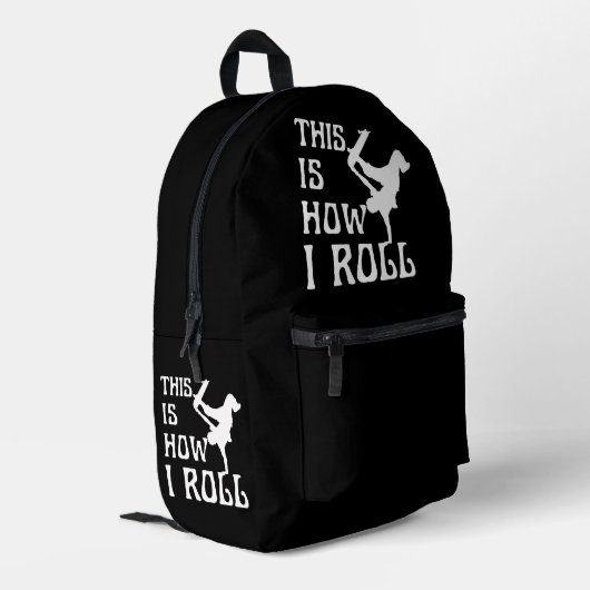 SO ROLLE ICH BEDRUCKTER RUCKSACK (Rückseitige Ecke links)