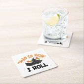 So rolle ich - Funny Sushi Rechteckiger Pappuntersetzer (Vor Ort)