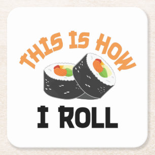 So rolle ich - Funny Sushi Rechteckiger Pappuntersetzer