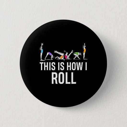 So rolle ich lustige Cheerleading-Turnerin Button (Vorderseite)