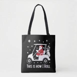 So rolle ich lustiger Weihnachtsmann auf einem Gol Tasche