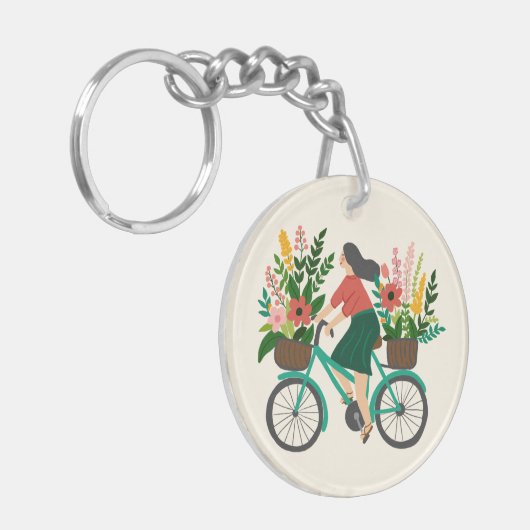 SO ROLLE ICH Niedliches Fahrrad Girl CUSTOM Schlüsselanhänger (Vorderseite links)