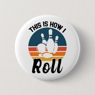 So rolle ich Retro-Bowling-Wortspiel Button