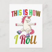 So rolle ich - Roller Skaten Unicorn Postkarte (Vorderseite)