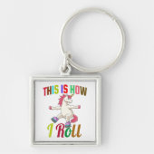 So rolle ich - Roller Skaten Unicorn Schlüsselanhänger (Vorne)