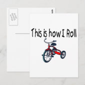 So rolle ich (rotes Dreirad) Postkarte (Vorne/Hinten)
