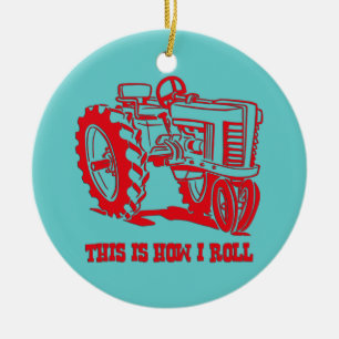 So rolle ich Traktor ROTER Schmuck Keramikornament