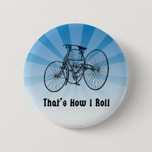 So rolle ich Vintage-Fahrrad-Pin-Abzeichen Blau Button