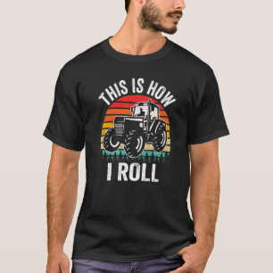 So rolle ich Vintage Traktor Retro Sonnenuntergang T-Shirt