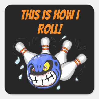So rolle ich, Wütendes Bowling, Schwarz Quadratischer Aufkleber