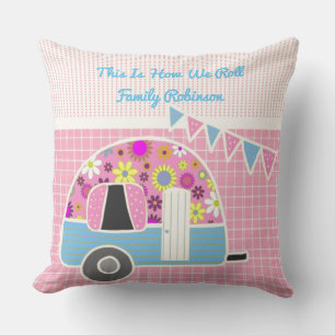 So rollen wir Pink Blue Campervan Retro Niedlich Kissen