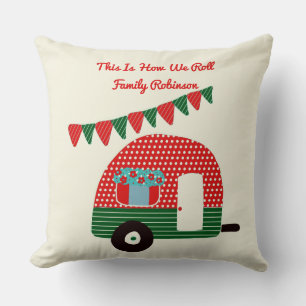 So rollen wir Rot Grüne Campervan Retro Cute Kissen