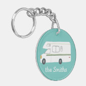 SO ROLLEN WIR RV Motorhome Camping CUSTOM Schlüsselanhänger (Vorderseite links)