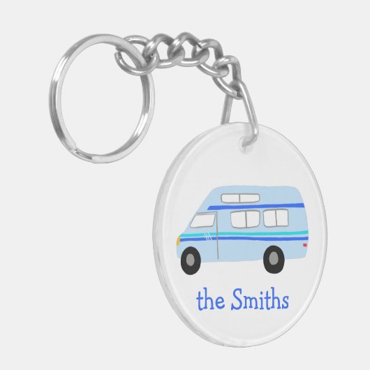 SO ROLLEN WIR RV Vanlife Camping CUSTOM Schlüsselanhänger (Vorderseite links)