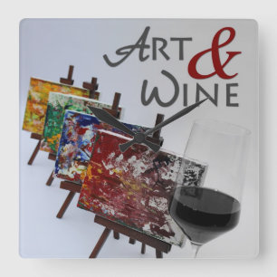 So schöne Kunst & Wein Uhr! Quadratische Wanduhr