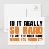 So schwer, das Buch dorthin zurückzubringen, wo ma Postkarte (Vorne/Hinten)