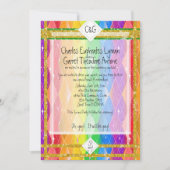 So schwul! Rainbow-Raute, Glitzer Monogram Wedding Einladung (Vorderseite)