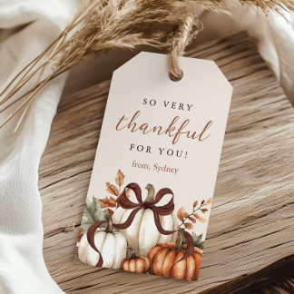So sehr dankbar für dich Kürbis-Schleifen-Geschenk Geschenkanhänger