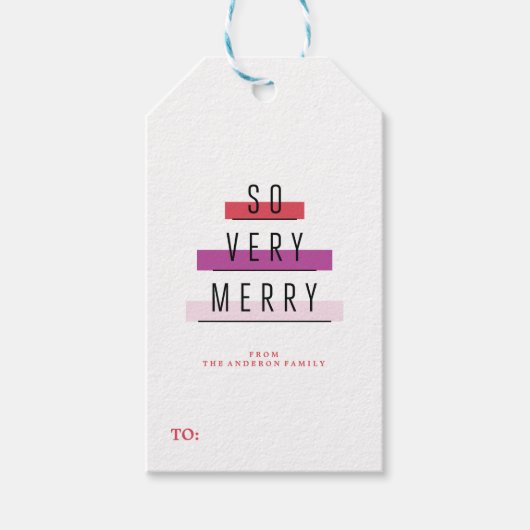 SO SEHR FREUNDLICH helle Weihnachtsfeiertage Gesch Geschenkanhänger (Vorderseite)