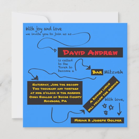 SO SEHR LÄSSIGE Bar Bat Mitzvah Einladung (Vorderseite)