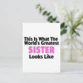 So sieht die größte Schwester der Welt aus Postkarte (Stehend Vorderseite)