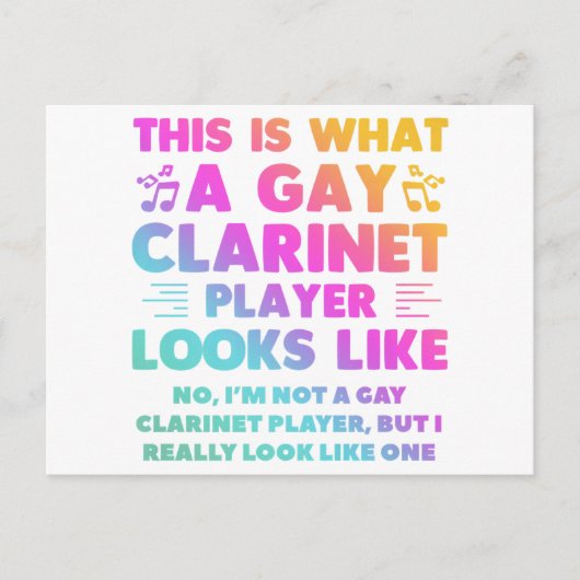 So sieht ein Gay Clarinet Player aus wie LGBT Postkarte (Vorderseite)
