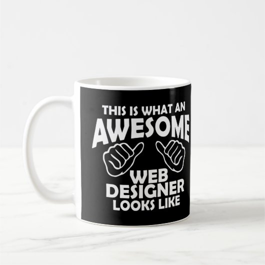 So sieht ein phantastischer Webdesigner aus Kaffeetasse (Links)