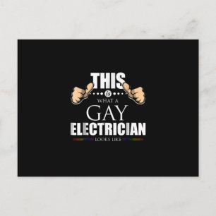 So sieht ein schwuler Elektriker aus LGBT Postkarte