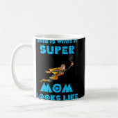 So sieht eine Super-Mama mit blauem Text aus Kaffeetasse (Links)