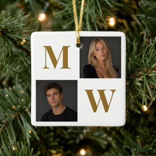 So sind wir Benutzerdefiniertes Paar-Foto-Monogram Keramikornament