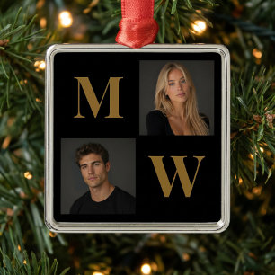 So sind wir Benutzerdefiniertes Paar-Foto Monogram Ornament Aus Metall