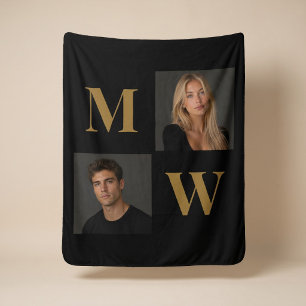 So sind wir Maßgeschneidertes Paar-Foto-Monogramm Sherpadecke