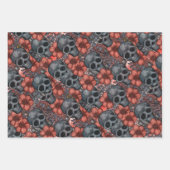 So skurril! Halloween Skulls Spiders Gothic Geschenkpapier Set (Vorderseite)