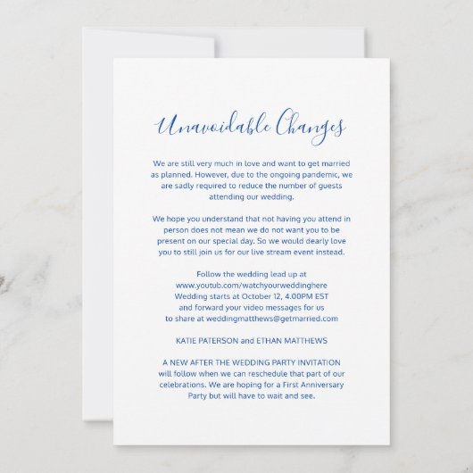 So sorry canceled wedding change to streaming ankündigung (Rückseite)