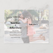 So speichern Sie das Datum, um moderne Texthochzei Ankündigungspostkarte (Rückseite)